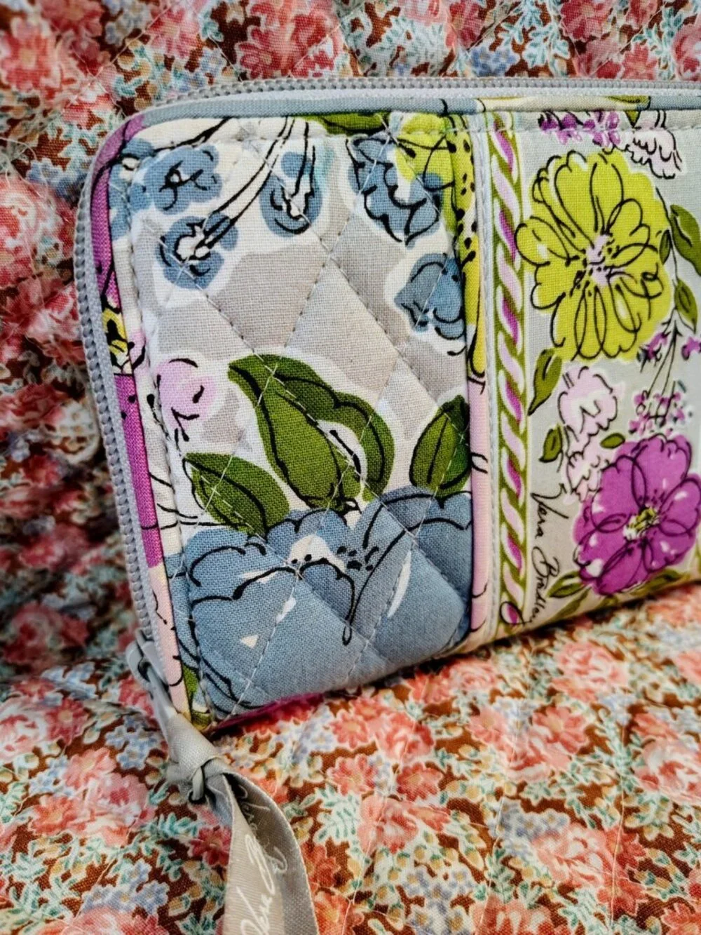 Vera Bradley Watercolor Zip Around Clutch Floral Wallet - Picture 2 of 14